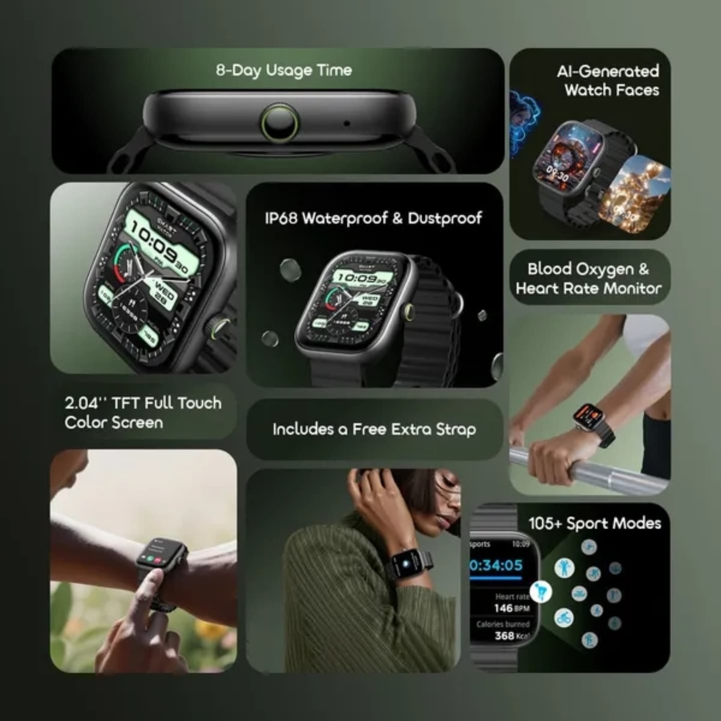 Oraimo Watch 6 2.04" TFT IP68 - Image 9